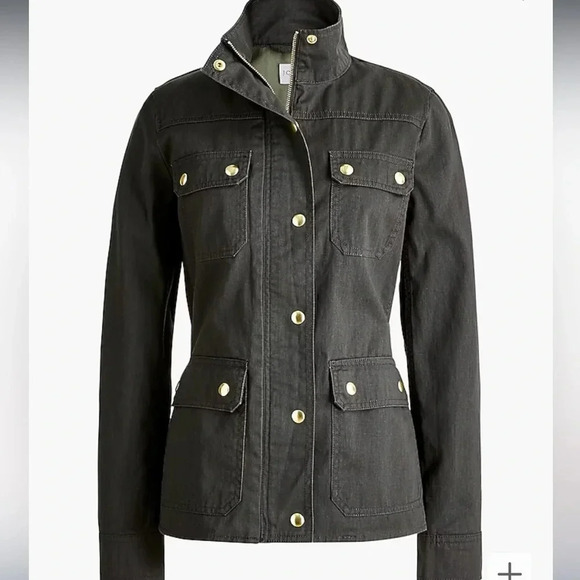 J. Crew | Olive / Army Green Resin-Coated Twill Utility Jacket | Size M - Picture 4 of 12